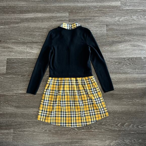 Maje Yellow Tartan Trompe L’Oeil Sweater Dress 6 Mini Plaid Grunge Collared EUC - Picture 16 of 16